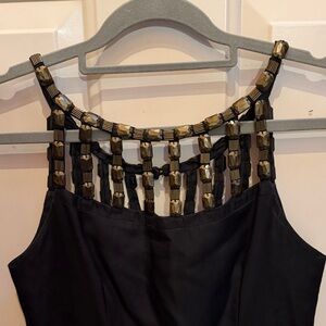 Yoana Baraschi Black Dress with Gold Beaded Neckline